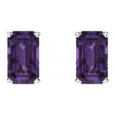 14K White Natural Amethyst Earrings